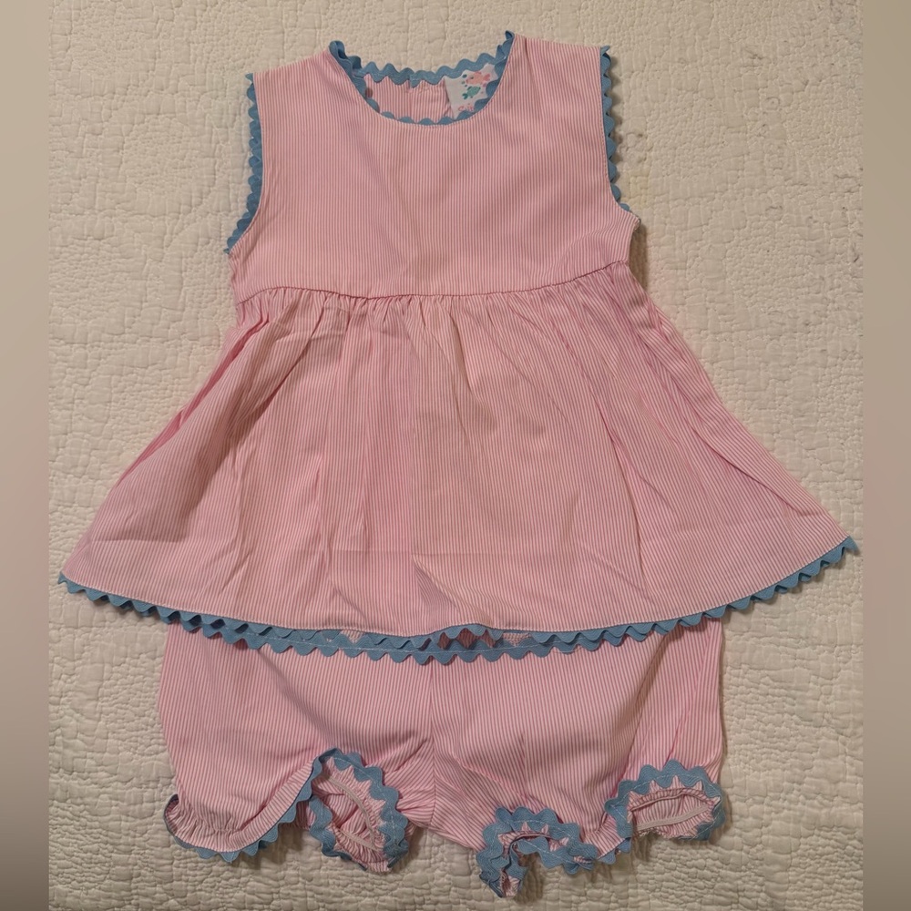 Stitch Fish Pink Seersucker set
